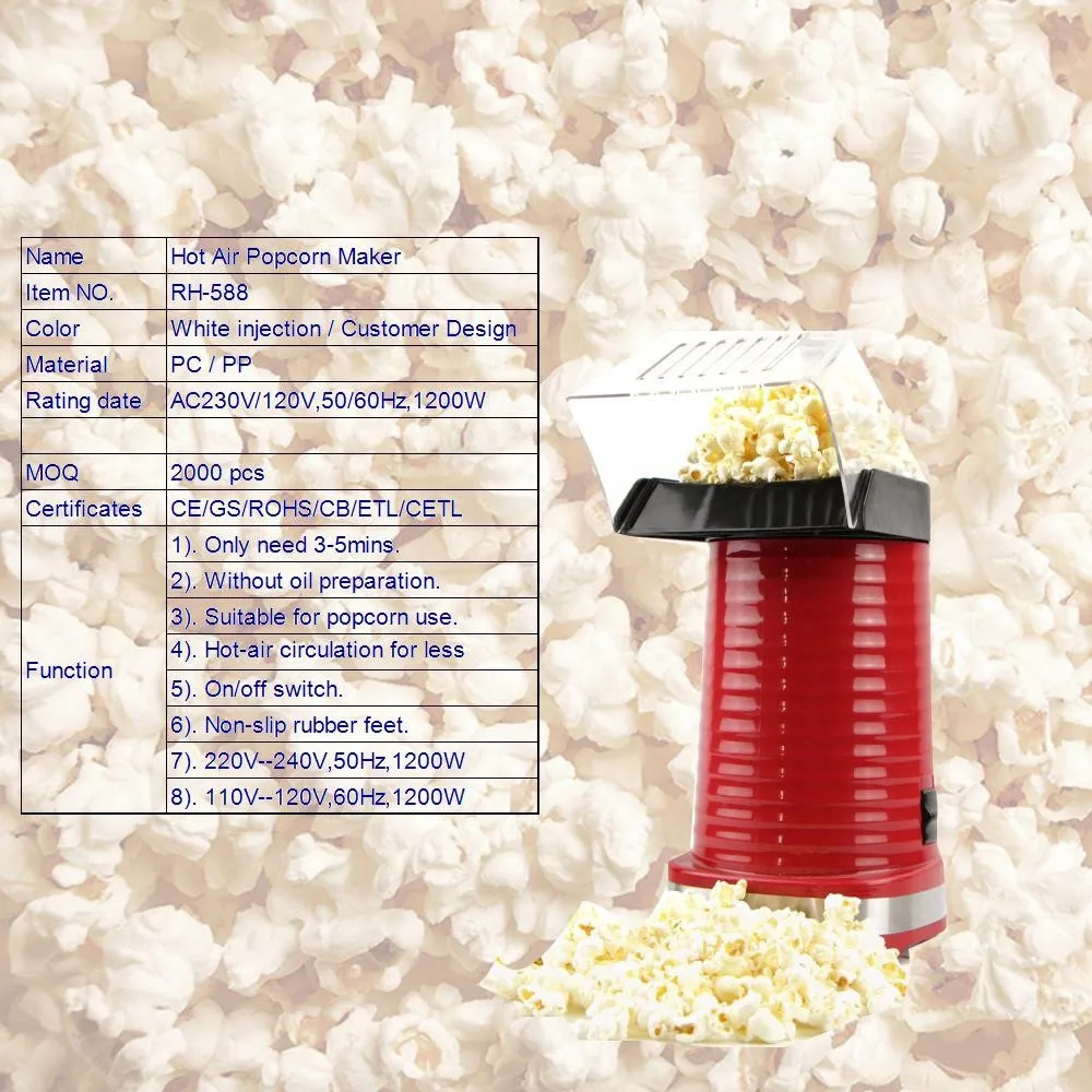 Домашняя машина для попкорна домашняя компактная машинка для попкорна автоматическая машина для попкорна горячего воздуха с небольшая Кукуруза 220 V 1200 W
