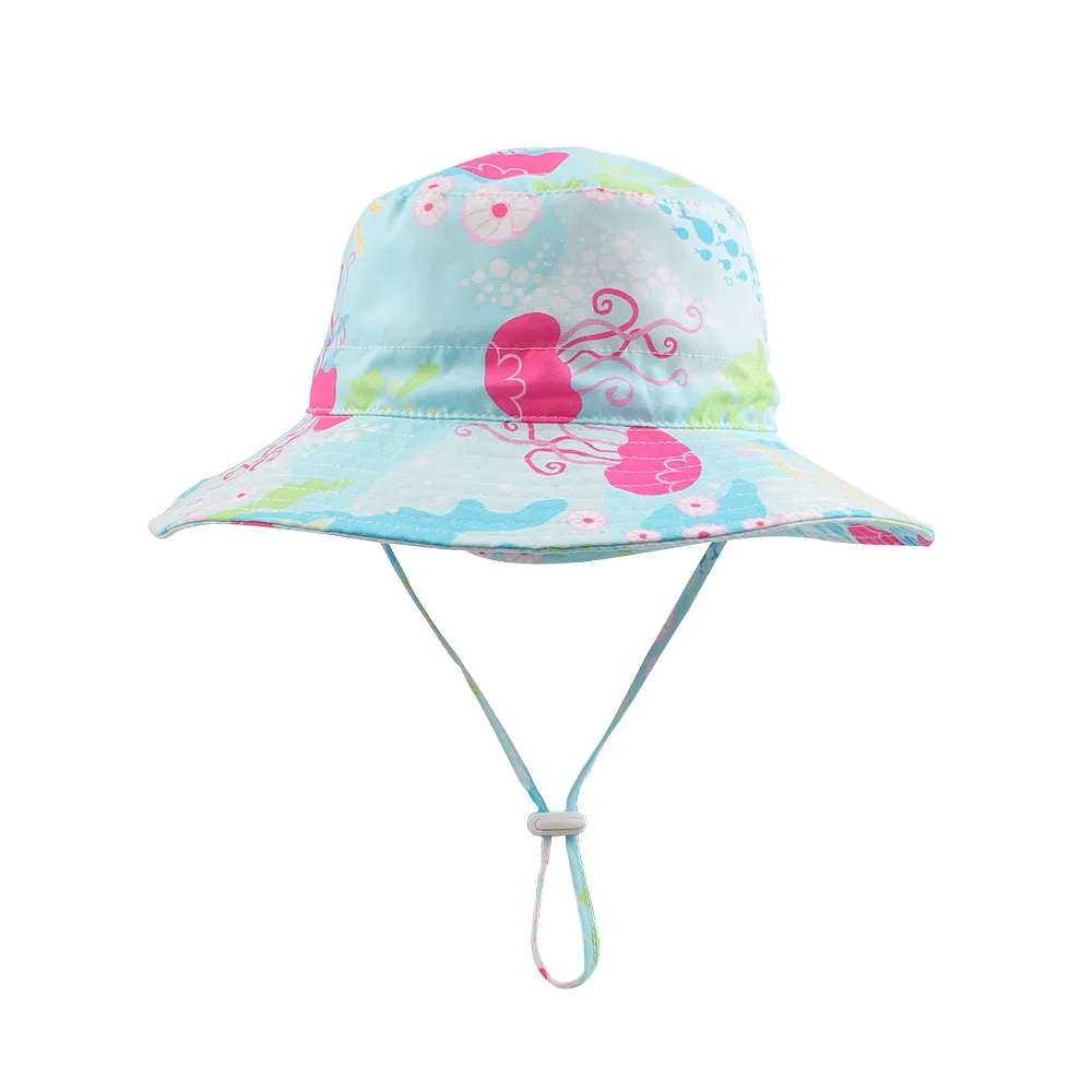 Jellyfish Baby Girl Sun Hats Wide Brim Toddler Infant UV Protection Caps Adjustable Size Boy Basin Hat Summer Breathable Stay On (3)