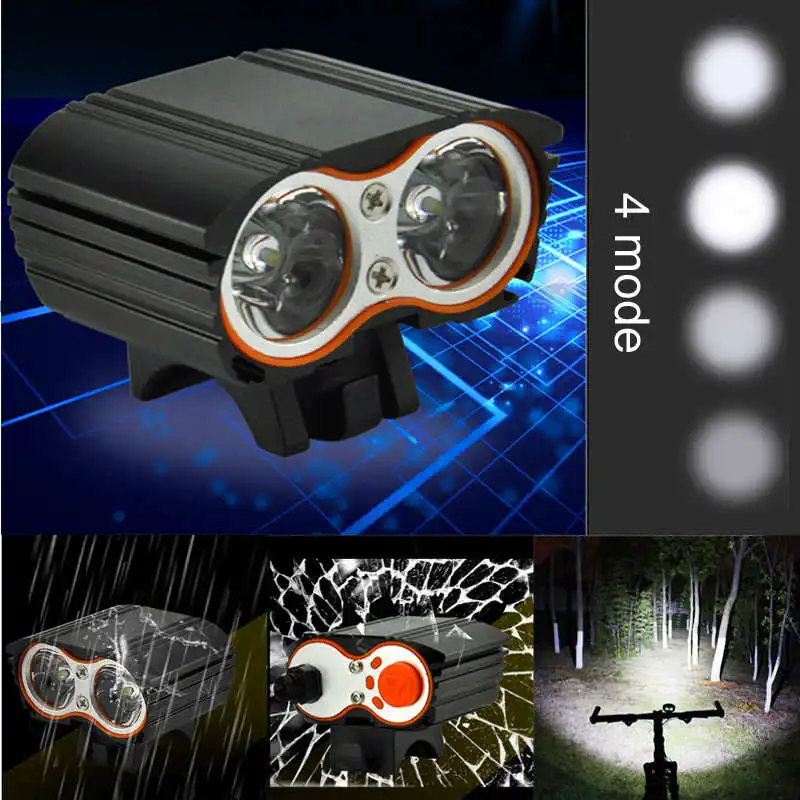 True 2000LM 2 X XM-L T6 LED USB powerful led flashlight Waterproof Lamp Bike Bicycle Headlight lanterna led bike #3S29 (7)