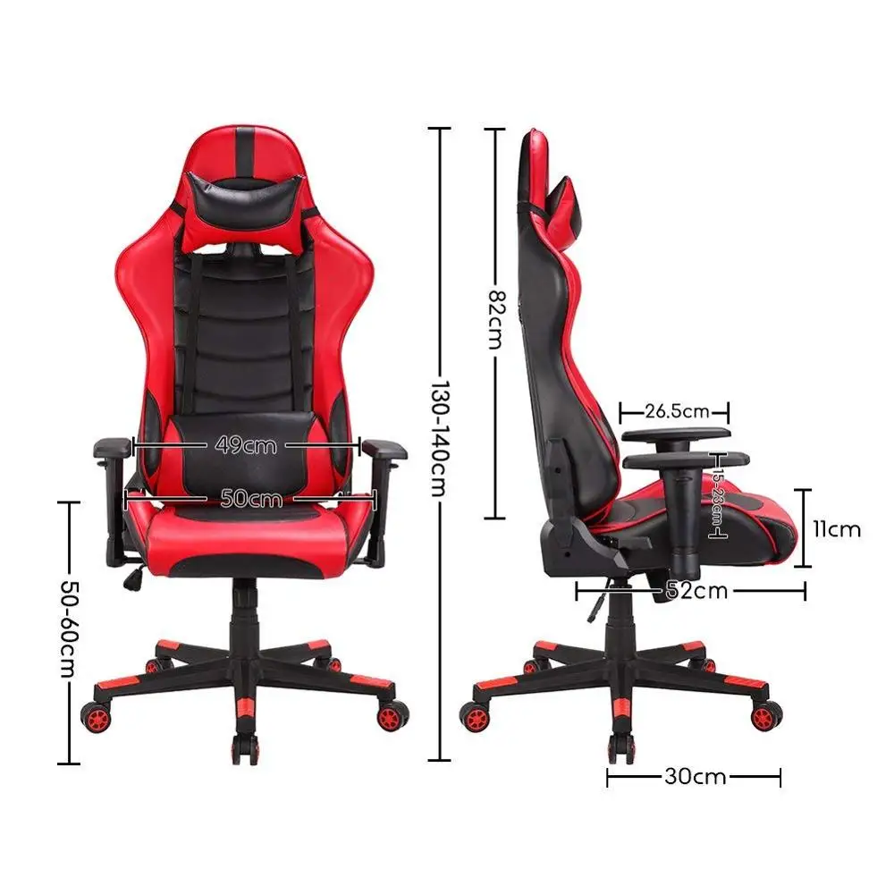 Racing Chair Office Executive Computer Chair with Adjustable Height and the Backrest Tilted  Head Pillow Movable Lumbar Cushion