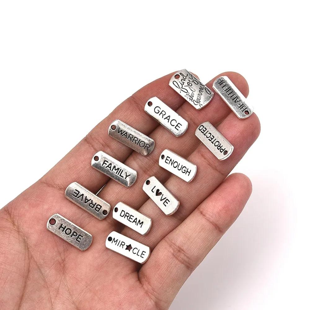 Zinc Alloy Letter Rectangle Charms (2)