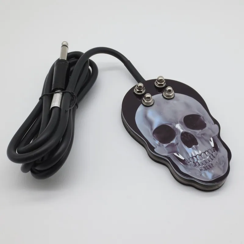 Handmade Stainless Steel Tattoo Foot Pedal Switch with Custom Skull Design
