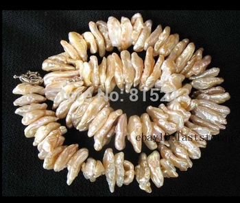 

ddh001403 freshwater pearl pink biwa reborn keshi necklace 17"