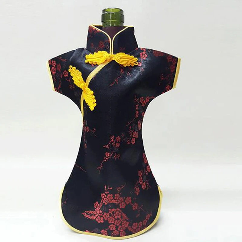 Рождество бутылка вина Декор Cheongsam Тан костюм Шелковый крышка бутылки одежда Кухня украшения для новый год звавечерние ужин