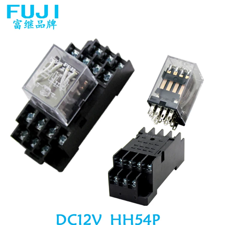 

Free shipping The relay switch DC12V 4 loads HH54P Relay switch The general power relay with base socket Linkage switch