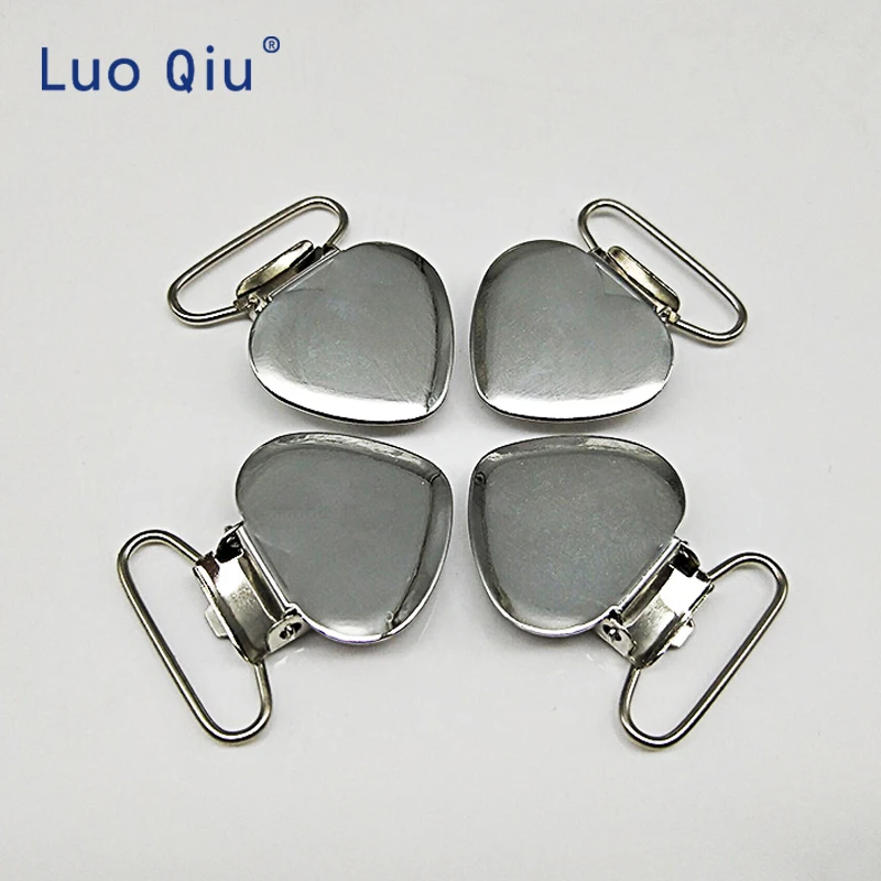 

New 1" 25MM Enamel Heart Shape Suspender Clips With Plastic Teeth,Metal Pacifier Clip,Garment Clips,5pcs