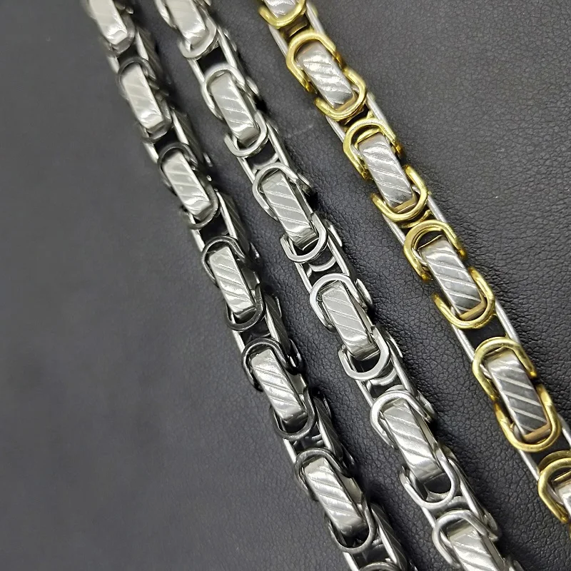 USENSET модное ожерелье из нержавеющей стали 6 мм Византийская звеньевая Цепочка Золото Серебро Черный мужской Шарм ювелирные изделия подарок YS05