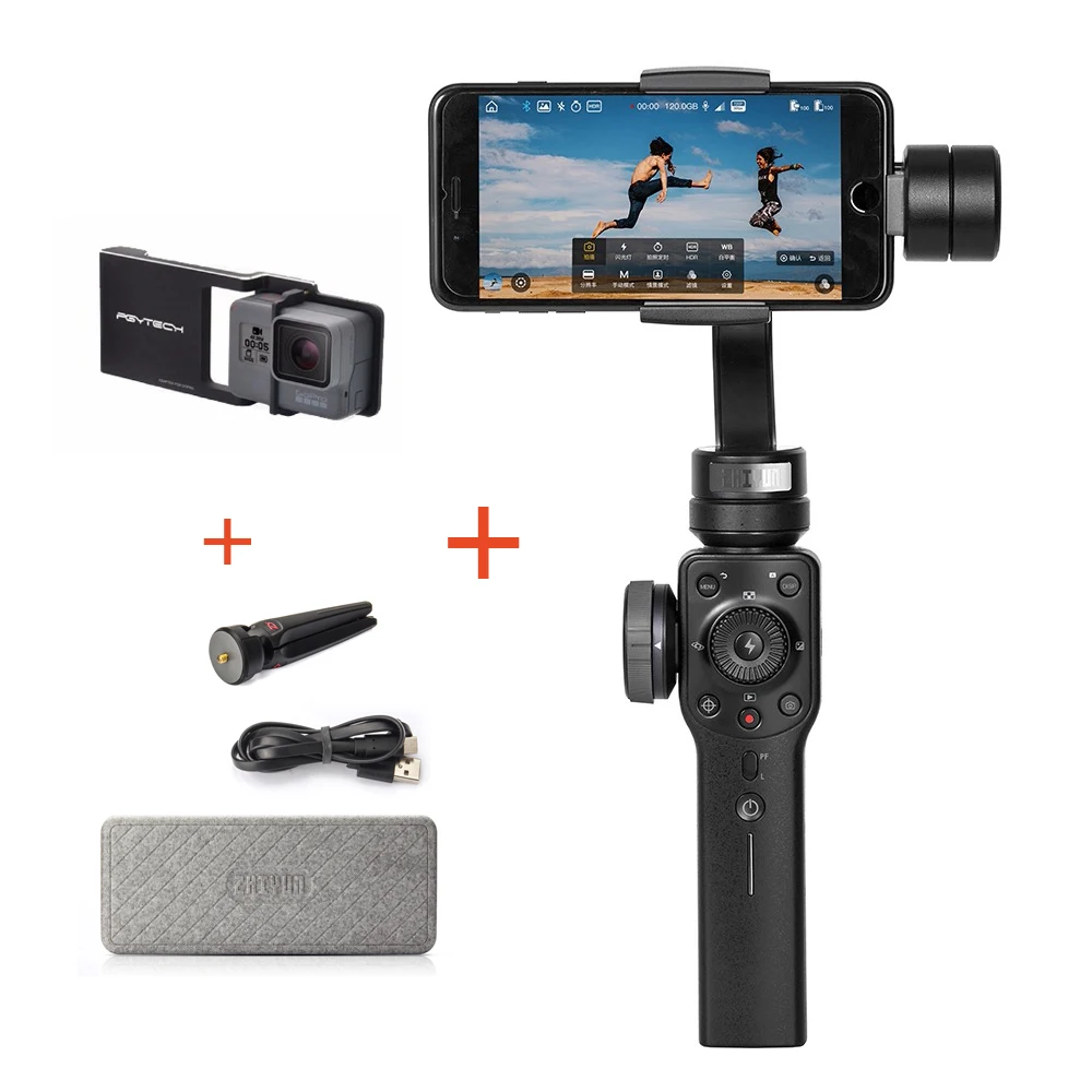 3 осевой Ручной Стабилизатор Zhiyun Smooth 4 для iPhone X 8 7 Plus Samsung S8 + S6 пластина Gopro Hero 5/4/3/3