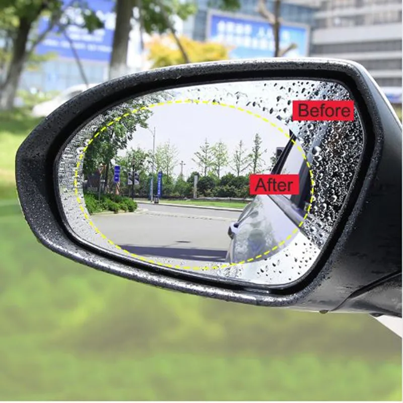 2Pcs Auto Rainproof Rearview Mirror Anti Fog Protective Film Car Accessory Oval