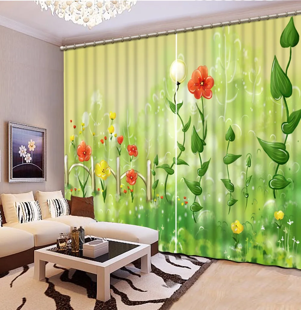 custom 3d stereoscopic eyelets for curtains Cartoon botanical garden blackout living room photo | Дом и сад