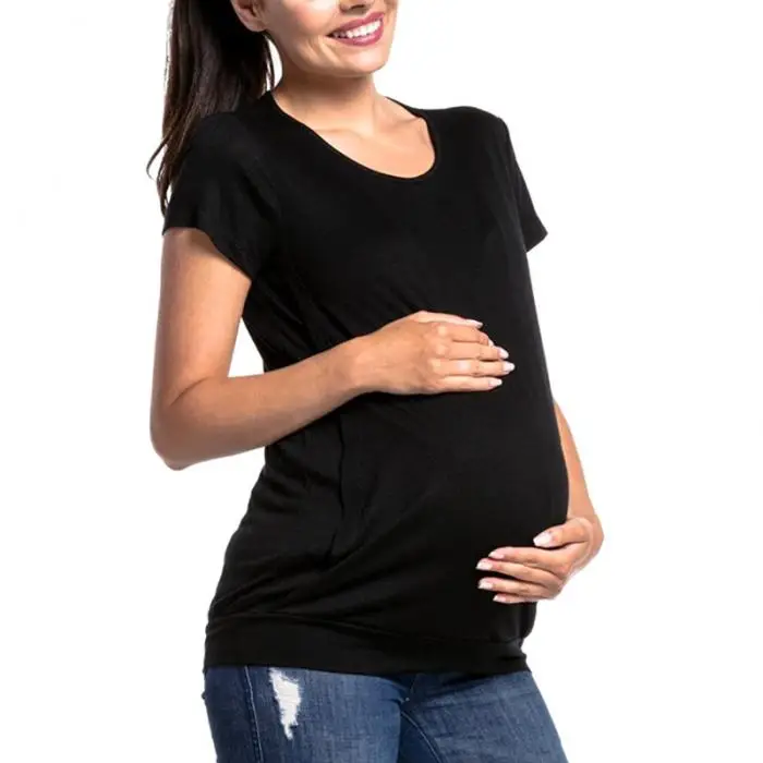 Лидер продаж для беременных женщин летние кормящих короткий рукав Футболка для грудного вскармливания свободные топы