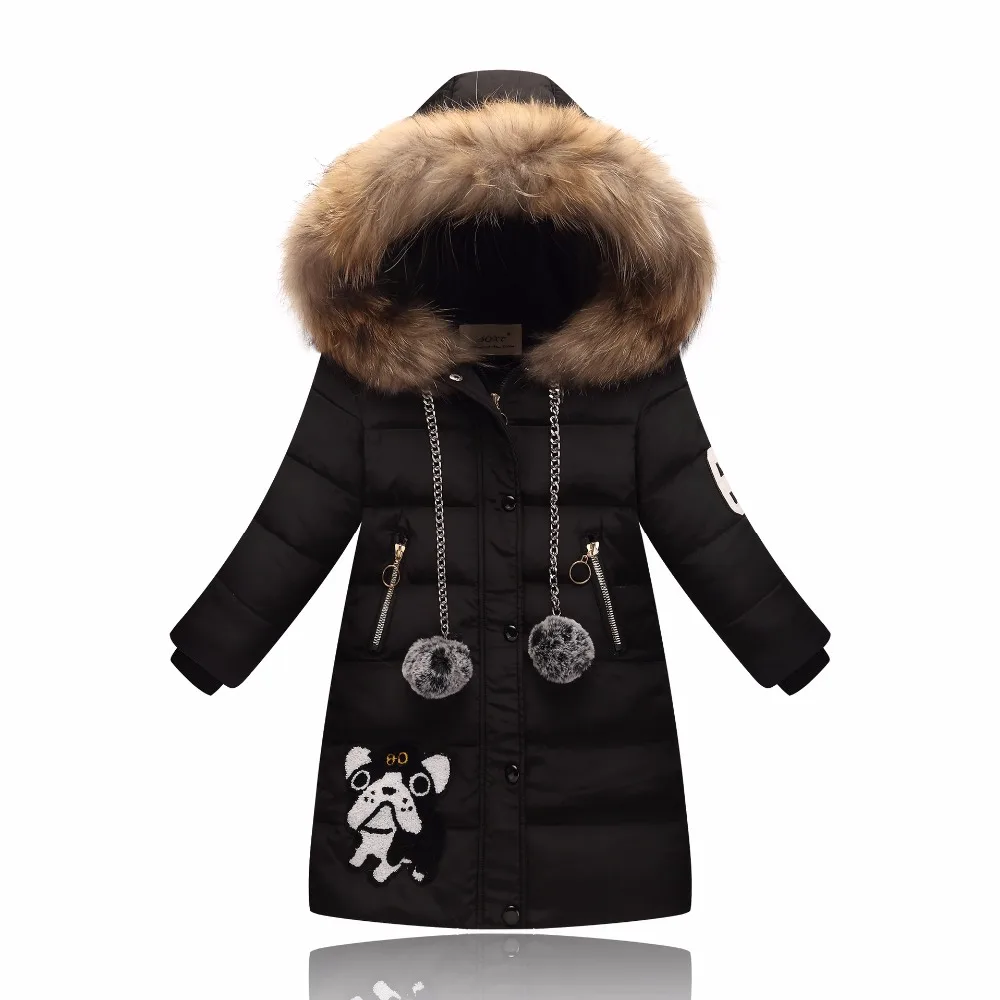 Teenagers Coat Jacket Warm Girls Outerwear Parka Jacket With Real Raccoon Fur Winter Thick Coat Girls 2017 New Winter Collection (8)