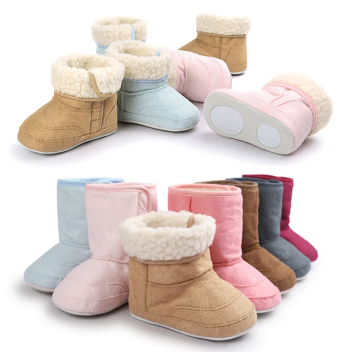 MiYuebb/зимние детские ботинки; цвет хаки; детская обувь для малышей; хлопковая резиновая подошва; нескользящая детская обувь