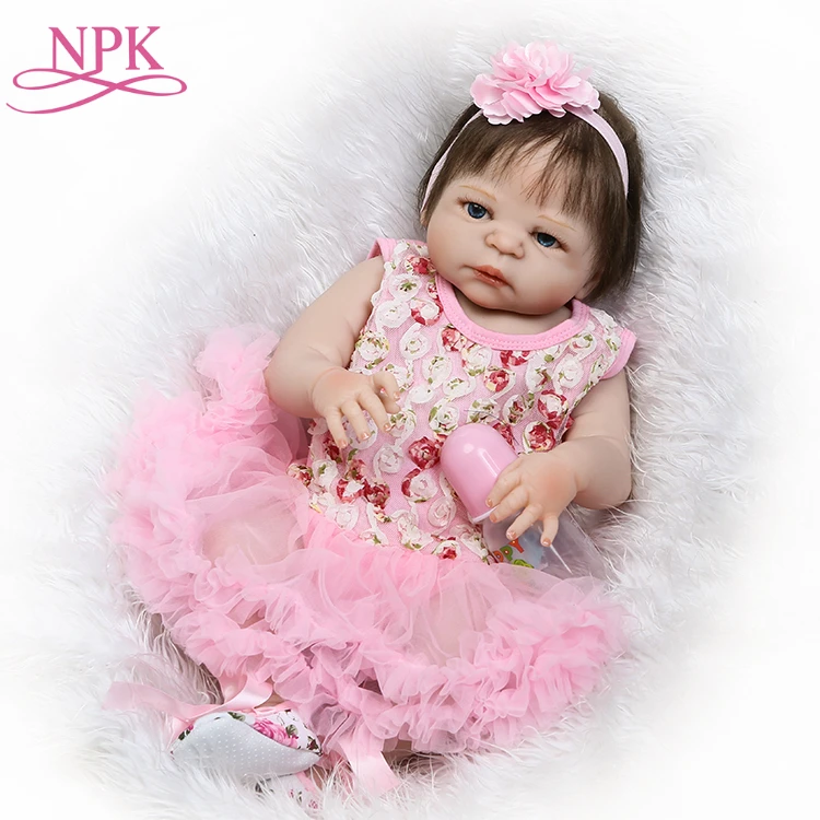 

NPK 22" Adorable girl toddler bebe alive dolls full silicone vinyl reborn baby dolls realistic newborn babies dolls bebes reborn