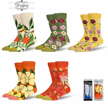 

Shake Fashion Women Socks Flower Pattern Long Tube Socks Unisex Animal Flowers Socks Business Crew Happy Wedding Socks Women