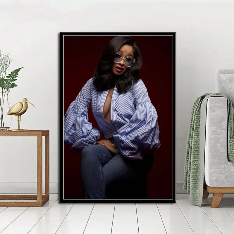 Cardi B певица хип хоп музыка звезда Рэппер модный постер печать холст масляная живопись художественная стена картины для гостиной домашний декор - Цвет: Бургундия
