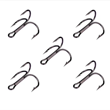 

50Pcs/lot 2# 4# 6# 8# 10# Black Fishing Hook High Carbon Steel Treble Overturned Hooks Fishing Tackle Round Bend Treble For Bass
