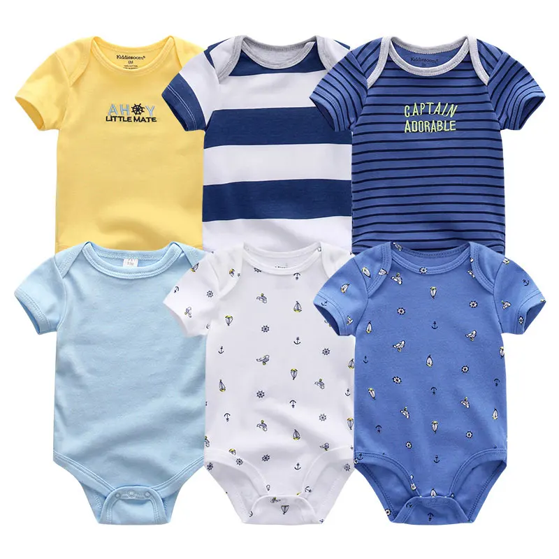 Боди для новорожденных с короткими рукавами; одежда для малышей; комбинезон с круглым вырезом для малышей; хлопковая одежда для маленьких мальчиков и девочек; Комплект для младенцев - Цвет: Baby Bodysuits 21