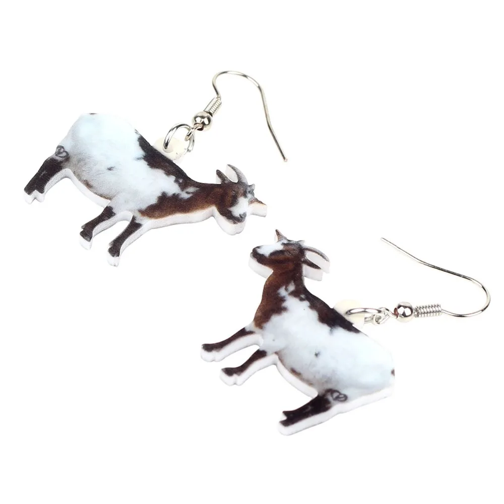 Bonsny Acrylic Black White Goat Earrings Drop Dangle Fashion Animal Pet Jewelry For Women Girls Teens Gift Party Accessories - Image 3