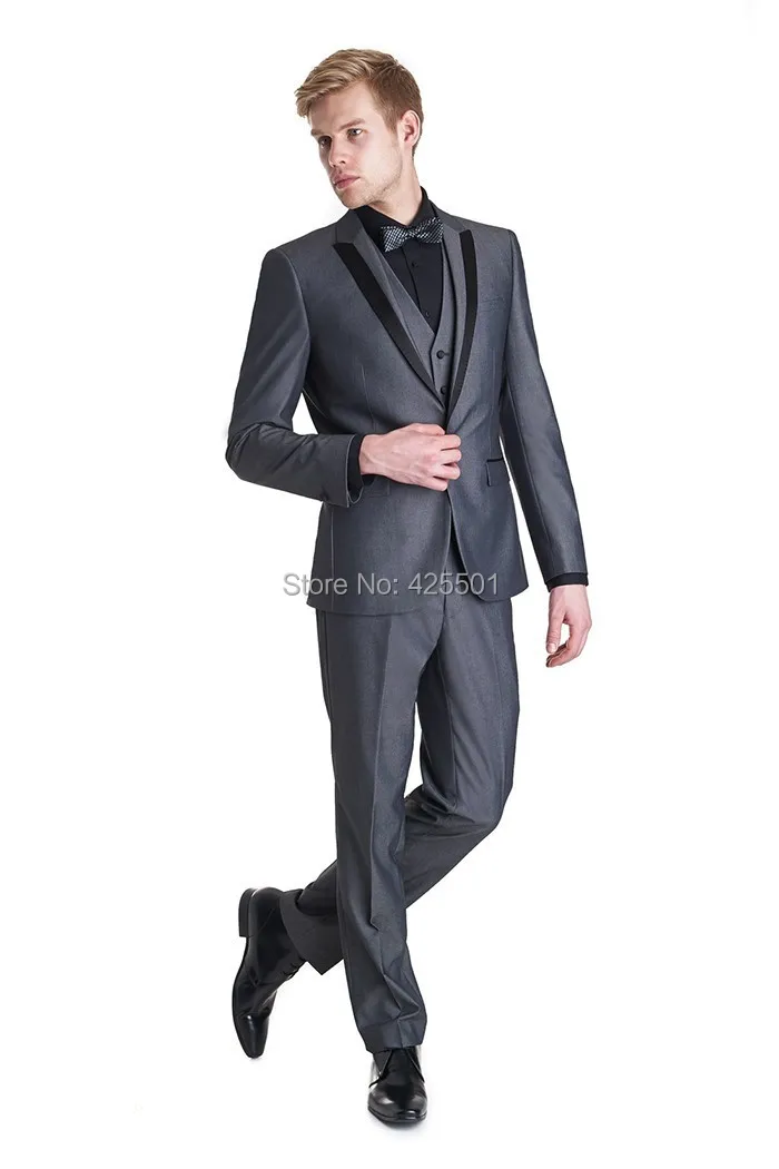 2014 nuevos hombres de trajes Slim Fit Tuxedo marca moda negocios vestido trajes de boda 3