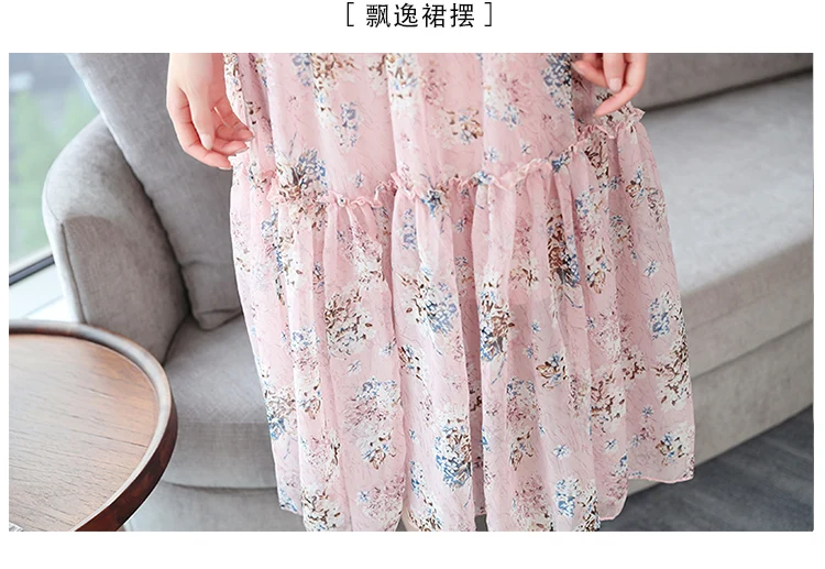 Винтажные Элегантные Синие Цветочные шифоновые Boho летние миди-платья больших размеров с принтом пляжный Макси Сарафан женские облегающие вечерние платья