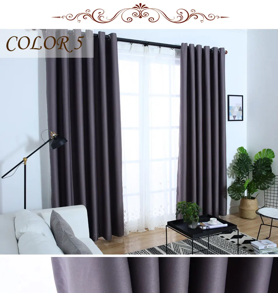 DSinterior 100% Затенение современный стиль темно серый цвет: черный, синий сплошной равномерный цвет плотные шторы для гостиная окна