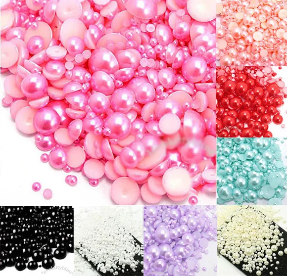 500pcs 2-10mm Mixed Color Half Round Pearl Beads FlatBack Scrapbook Craft Cabochon Kawaii DIY Embellishments Accessories - Цвет: H0686