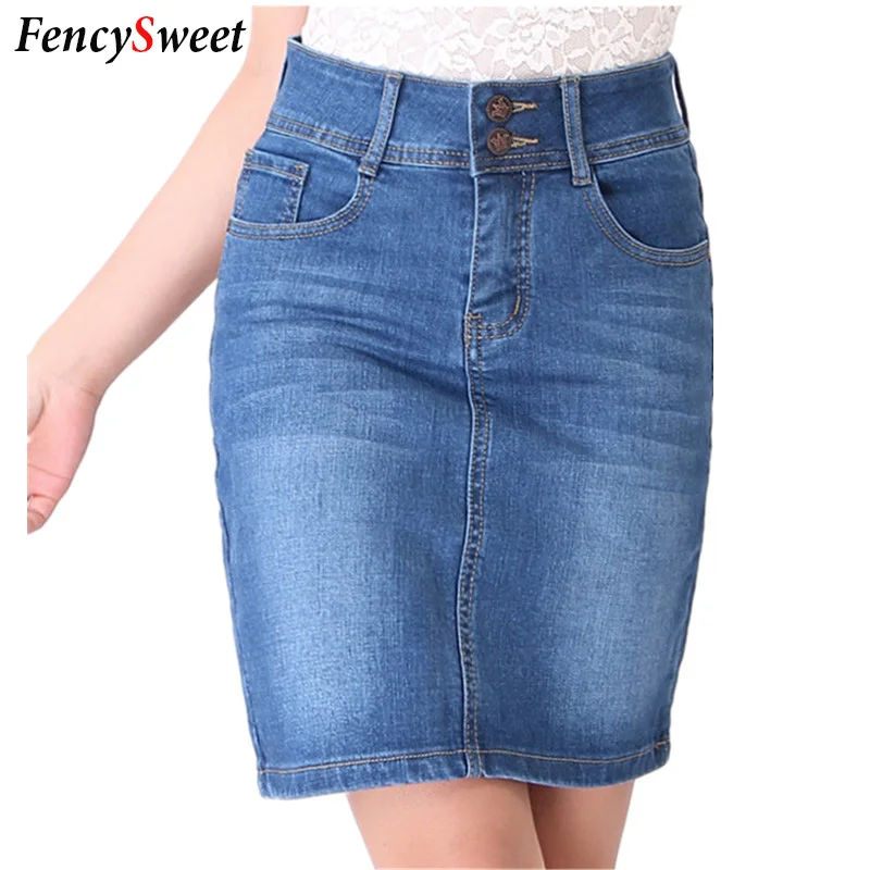 2017 New Casual Women Summer Saias Plus Size Denim Jeans Skirt Ladies ...