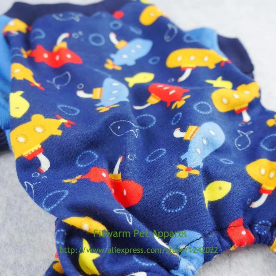 Теплая мягкая хлопковая Очаровательная Пижама для подводной Собаки Одежда для домашних животных рубашки PJS, Синий XS маленький средний большой плюшевый Йоркский