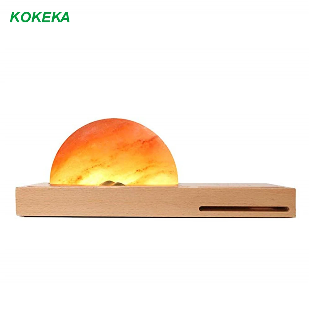 

Night Lamp Salt Lamp with Himalayan Salt Wireless Charger Dimmable Brightness Sound Amplifier Mobile Phone Holder Pen Holder