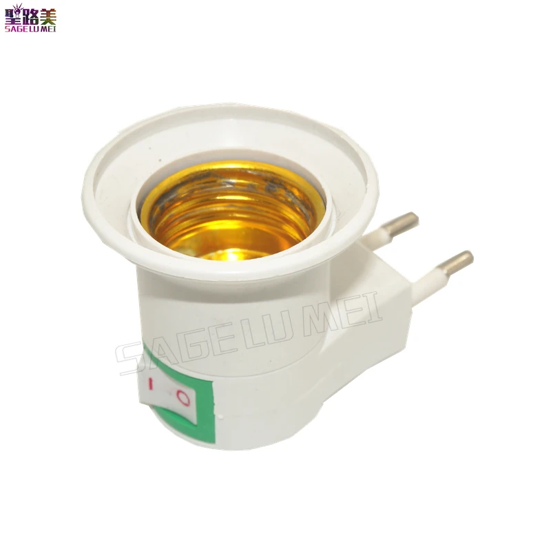 

Free Shipping 2pcs E27 EU /US plug adapter with power on-off control switch E27 Socket Lamp Base Lamp Socket