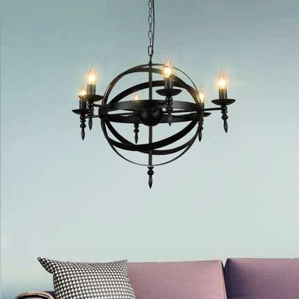 

Modern Black Pendant Lamps European Retro Steam Pendant Lights Fixture Vintage Round Droplight Home Indoor Lighting Diameter65cm