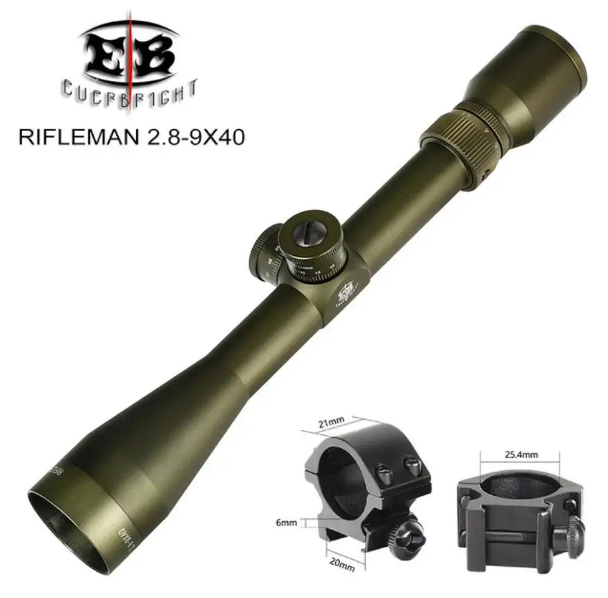 EB RIFLEMAN 2,8-9X40 FFP охотничьи оптические прицелы первого фокального плоского прицела стекло гравированное сетка башенки замок сброс тактический Оптический - Цвет: with picatinny Rins1