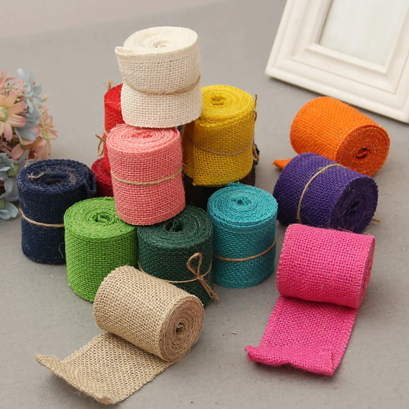 6cm Wide Jute Cloth Roll Colorful DIY Handmade Wedding Party Supplies Crafts Linen Volume Burlap Ribbon Apparel Sewing | Дом и сад