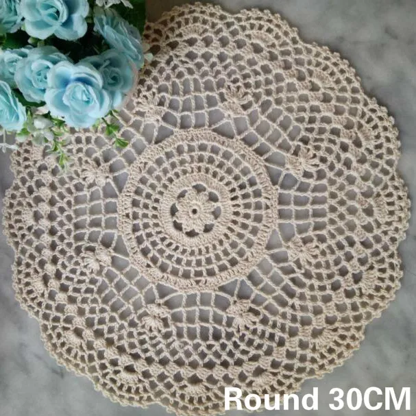 

30CM Round Pastoral Lace Cotton Coasters Placemat Craft Table Cloth Coffee Cup Bowl Mats Padding Mat Insulation Pad Home Decor
