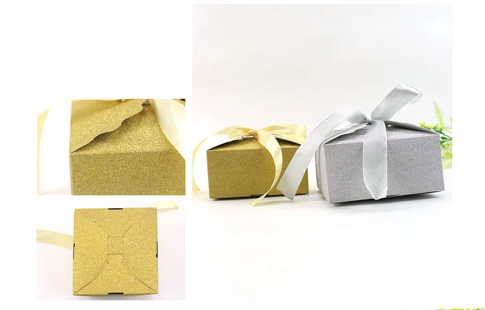 Avebien 50pcs Event Party Gift Boxes With Ribbon Wedding Decoration Cake Package Gold Sliver Star Paper Chocolate Wrap For Guest Gift Bags Wrapping Supplies Aliexpress