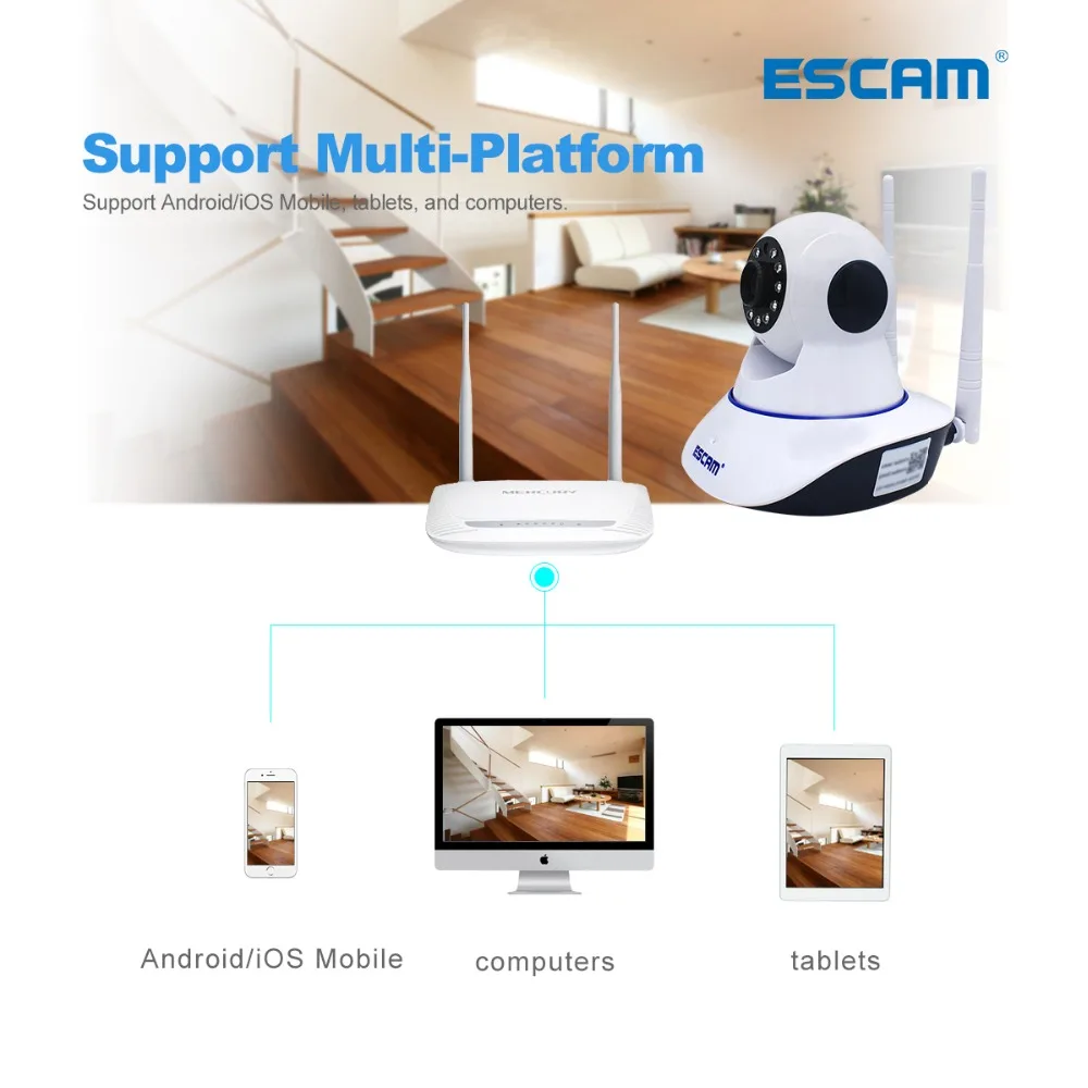 ESCAM QP002 P2P 720 P/1080 p wifi IR PTZ сетевая IP камера