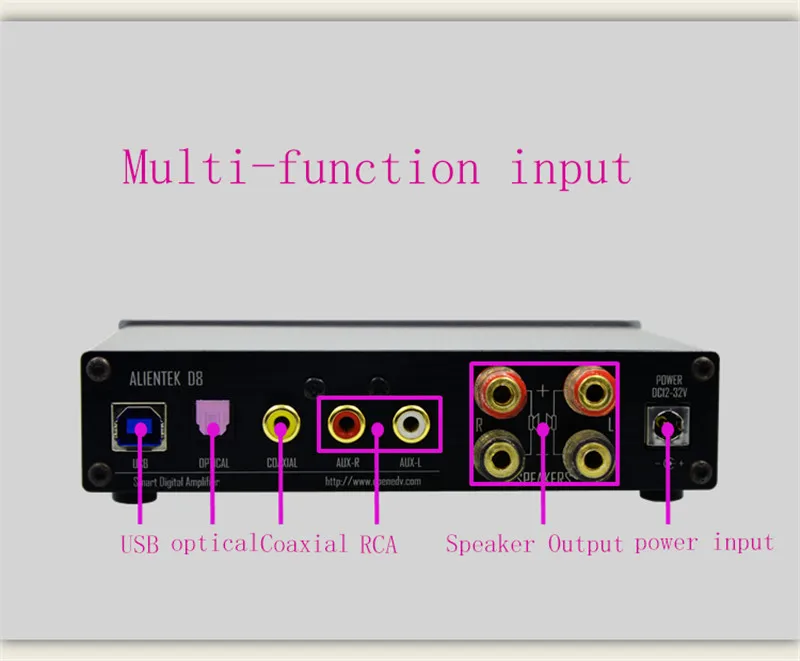 ALIENTEK D8 усилитель класса d 80 Вт* 2 HiFi стерео аудио цифровой усилитель коаксиальный/оптический/USB DAC PCM2704 AMP