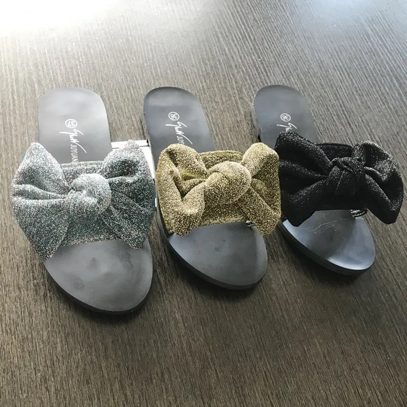 

Modis Female Summer 2019 Cute Cartoon Slipper Ladies Bow Knot Outside Leather Flat Slippers Slides Sandal Korean New Butterfly