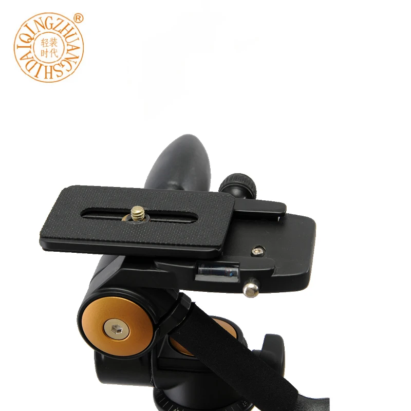 QZSD Q80 Aluminum Video Tripod ballhead 3-way Fluid Head Rocker Arm with Quick Release Plate for Camera Tripod Monopod