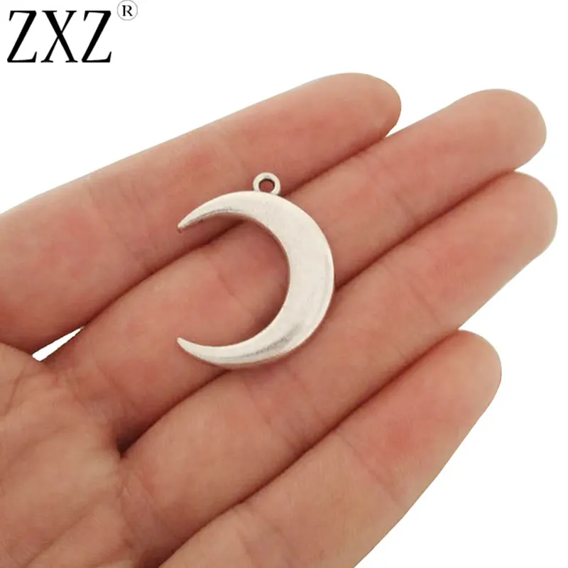 

ZXZ 10pcs Antique Silver Tone Moon Charms Pendants Beads for Bracelet Necklace Jewelry Making Findings