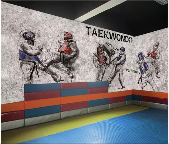 Wall Mural Peel and Stick Large-Scale 3D Personality Creative Taekwondo  Boxing Yoga Martial Arts Gym Background Removable Self-Adhesive Wallpaper  96x66 : : Home Improvement