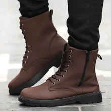 

New Man Martins Boots Leather Sport Male Motorcycle Ankle Sneakers Timber Shoes Men Dr Army Military Boots Land Fur Winter Shoes