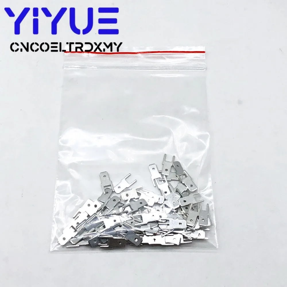 100Pcs 4.8 Inserts Plug male Terminal 250 PCB Solder lug thickness 0.8 two legs ,PCB welding sheet (6)