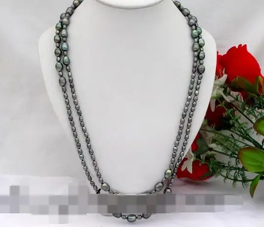 

FREE SHIPPING>>>@@ > 3739 black rice fw pearl necklace