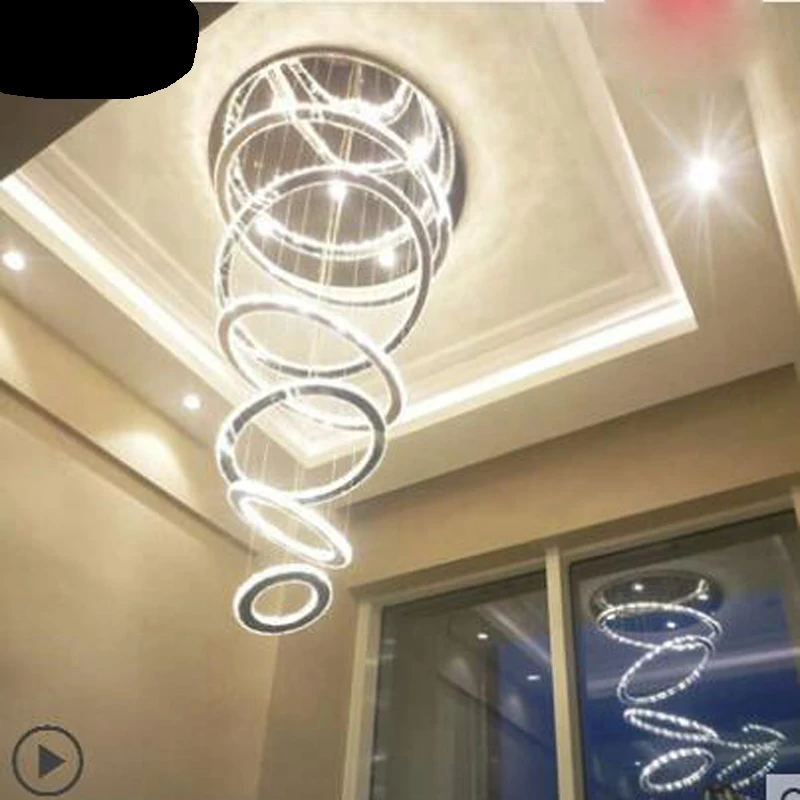 

Living room lamp atmosphere round simple modern atmospheric ceiling lamp led crystal lamp double stair headlight led fixture led