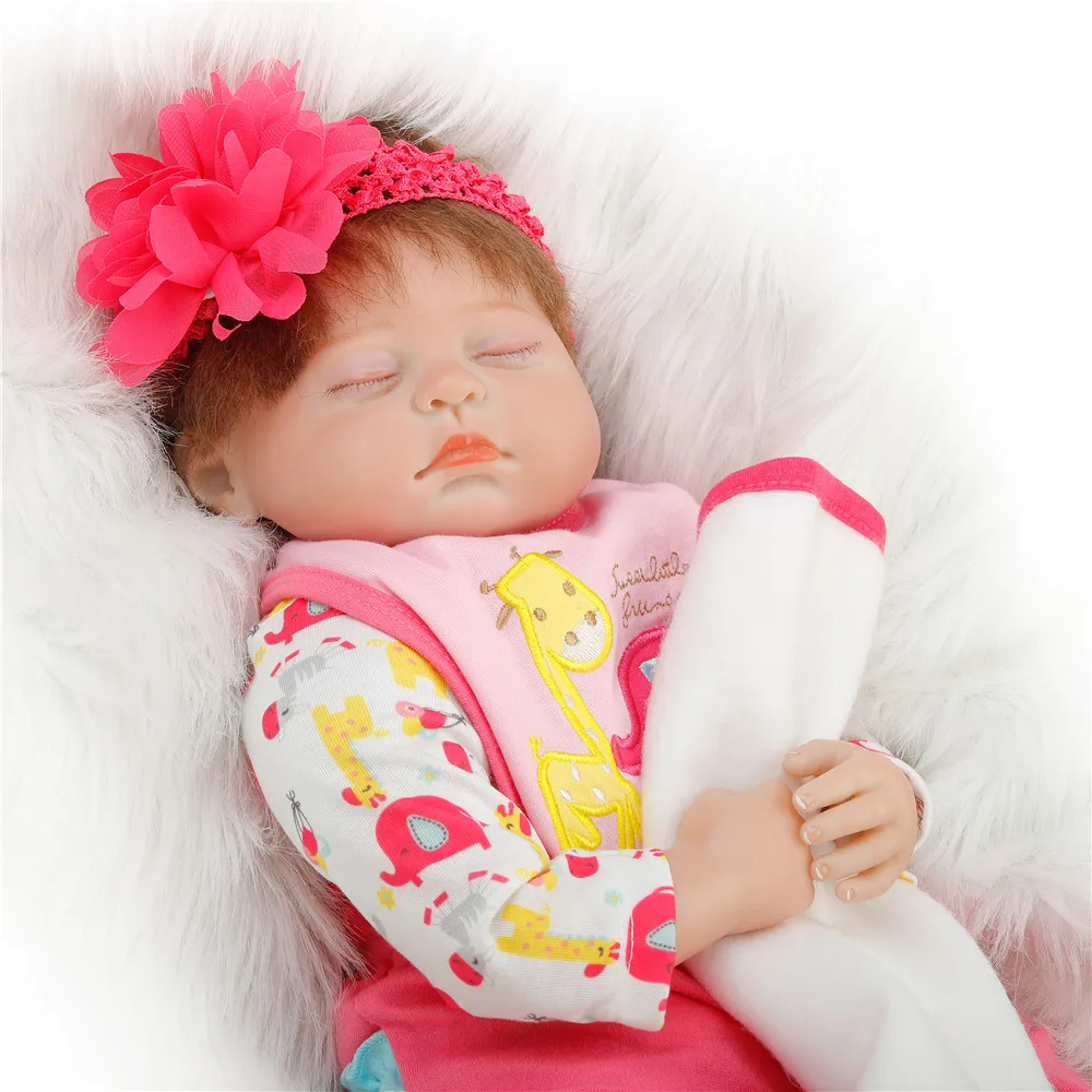 SanyDoll 22 дюймов 55 см ребенок Возрожденный силикон куклы, прекрасный костюм Спящая кукла праздничные подарки
