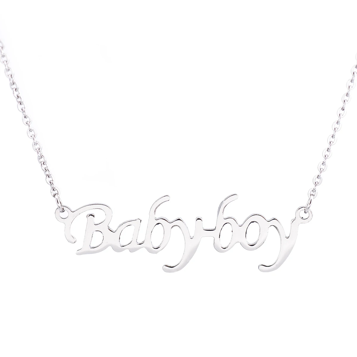 

PIXNOR Babyboy Letter Stainless Steel Letters Pendant Necklace Chain Charms Jewelry for Men Women Couples Lovers Gifts