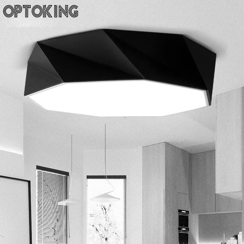 Creative  Geometric LED Ceiling  Light Modern Living Room/bedroom Indoor Home  Ceiling Lampara Black/white