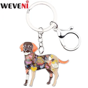 

WEVENI Metal Labrador Dog Key Chain Key Ring Bag Charm Man Car Key Holder New Enamel Keychain Jewelry Accessories For Women